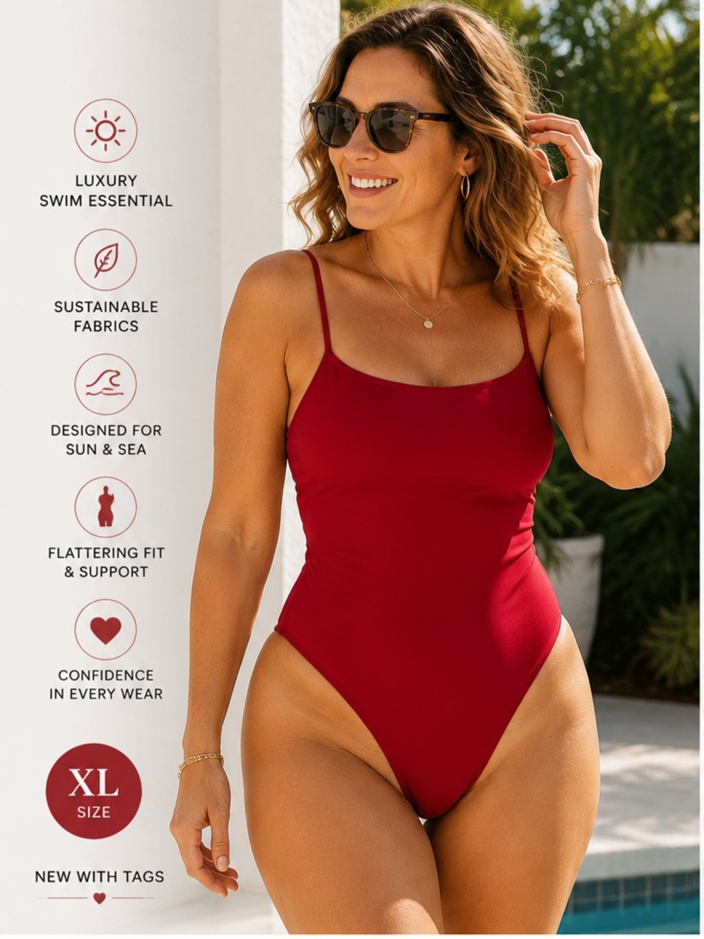Tropic of C The C One Piece Red One-Piece Swimsuit XL NWT Candice Swanepoel